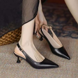 แฟชั่นฤดูร้อน รองเท้าส้นเข็ม สูง2.76นิ้ว หัวเเหลมรองเท้าแตะผ…