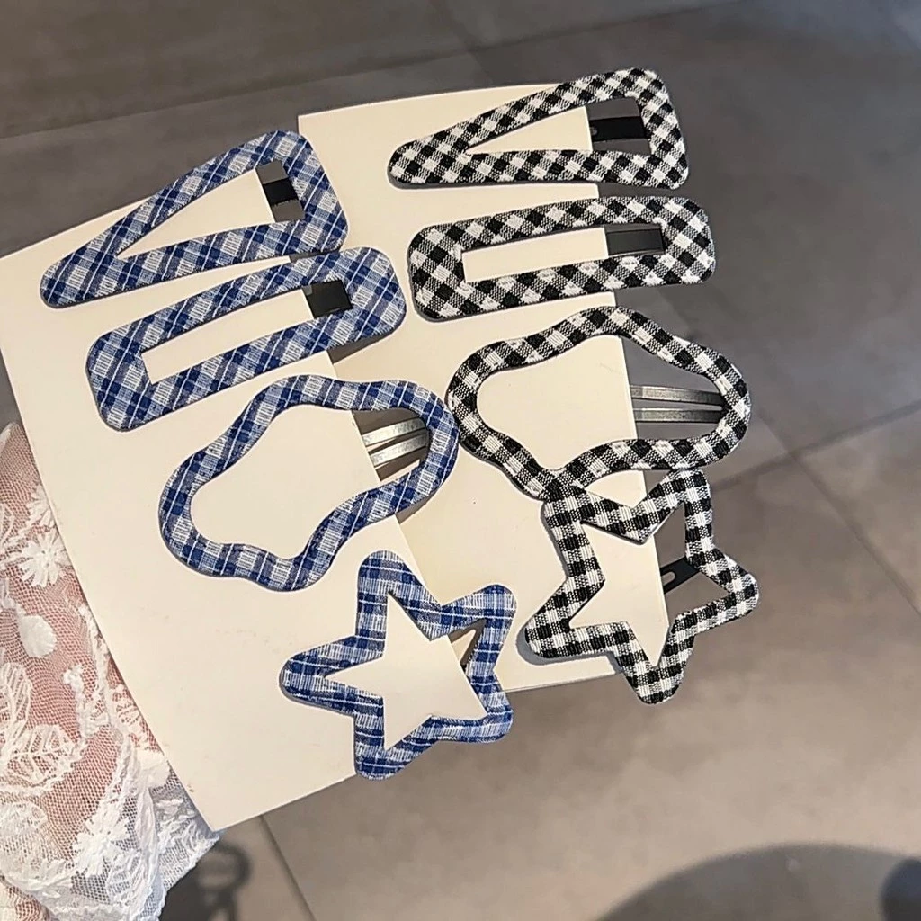 กิ๊บติดผมด้านข้างแบบ Houndstooth สไตล์ใหม่สำหรับทรงผมของผู้หญิง
