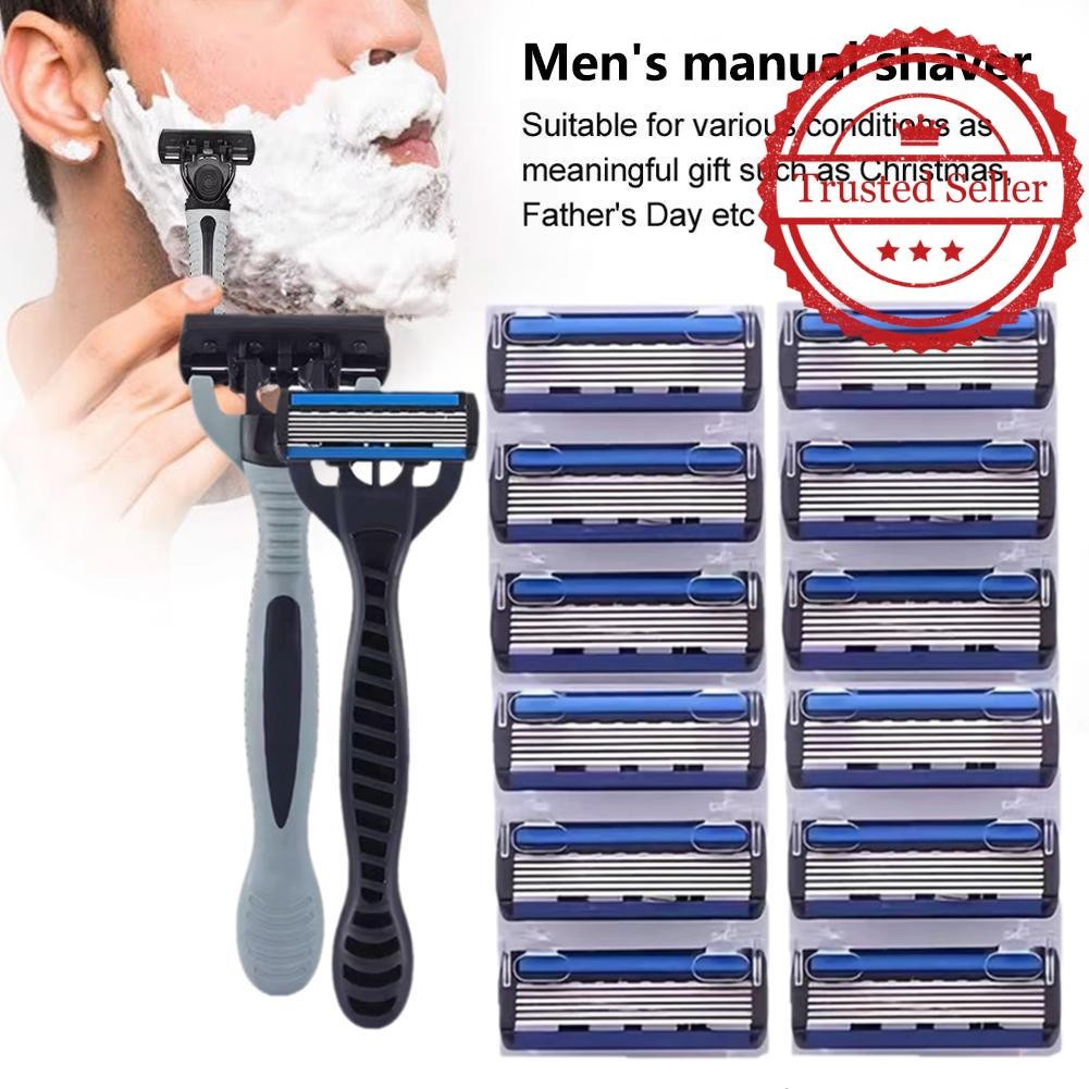 Triple Manual Razor Shaver Razor Mens Face Shaver Old-fashioned Blade Frame Head T0b2