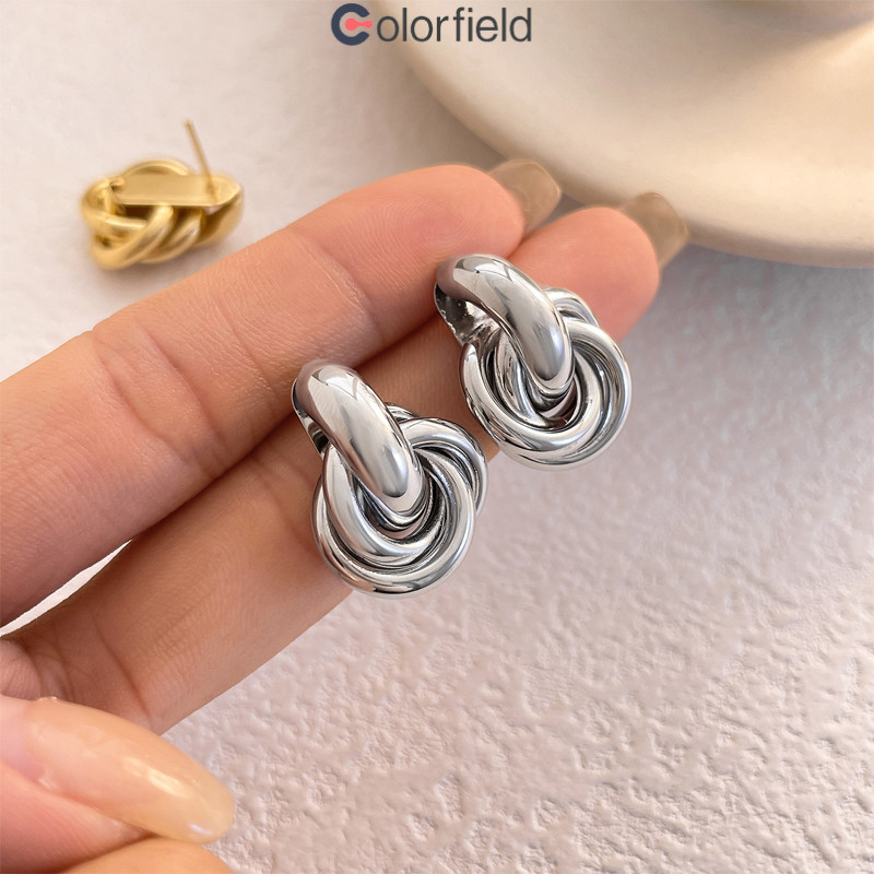 Colorfield ต่างหูทองคำดีไซน์ Niche Design Sense ทรงเรขาคณิต ดีไซน์หลากหลาย-COD - รูปที่ 3