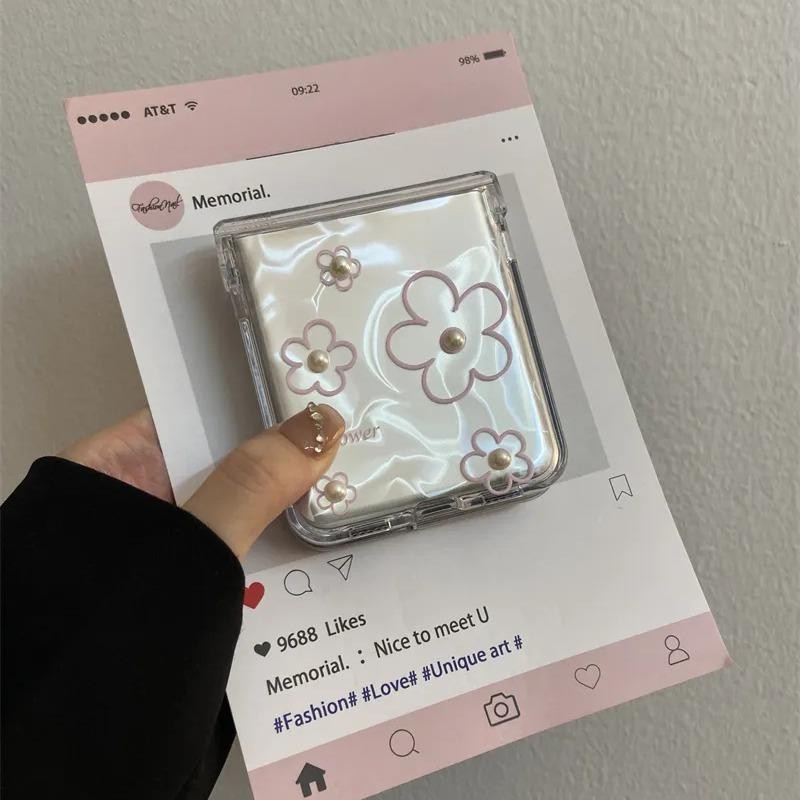 เหมาะสําหรับ Samsung Galaxy Z Flip7 สายโปร่งใสดอกไม้สร้อยข้อมือเคสโทรศัพท์ Lanyard เปลือกพับสําหรับ Zflip 7 FE 6 5 4 3 5G N3Flip MixFlip PC ฝาครอบป้องกันแบบแข็ง - รูปที่ 2