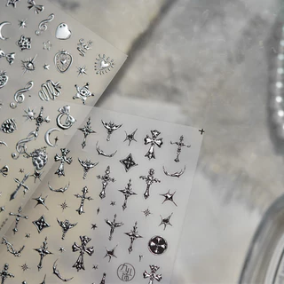 Tomoni สติกเกอร์แต่งเล็บโลหะ diy ขายร้อน Dark สไตล์เล็บสติกเกอร์ Gothic สตรอเบอร์รี่เล็บอุปกรณ์เสริมสติกเกอร์