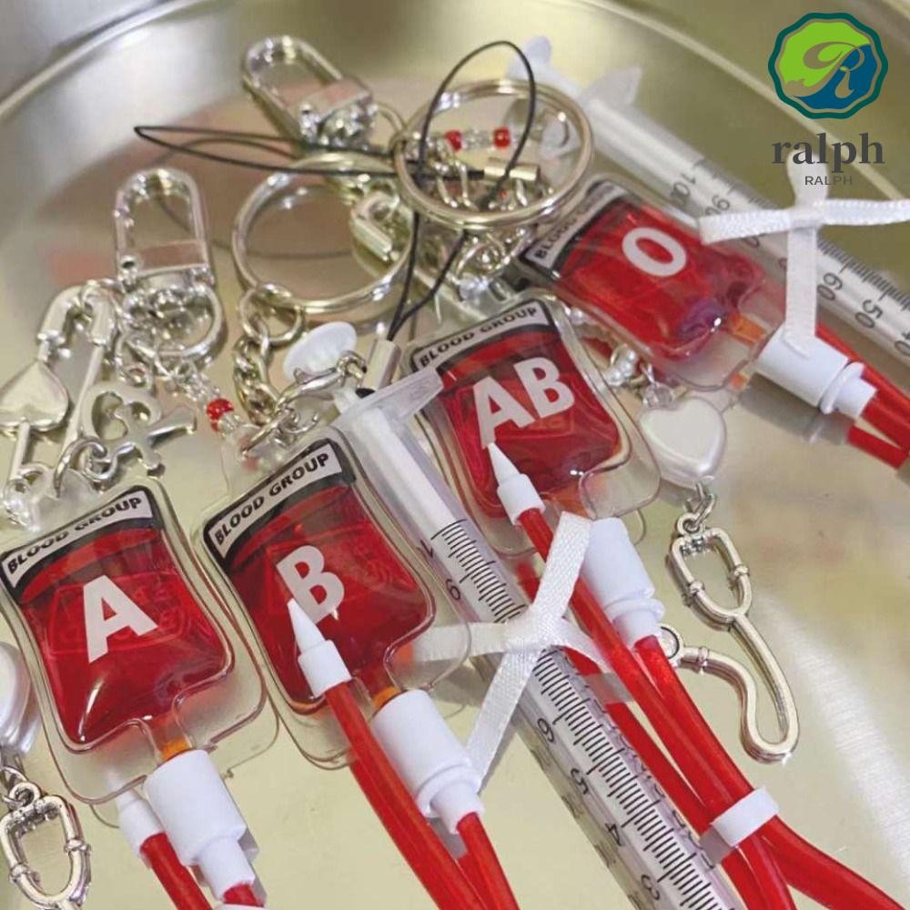 RALPH Blood Bag Pendant, Unique Type AB AB Plasma Blood Bag Keychain, Keyring Fashion Bag Charm PVC 