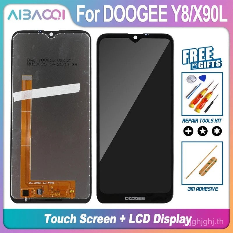AiBaoQi ใหม่หน้าจอสัมผัส 6.1 นิ้ว + 1280x600 จอแสดงผล LCD สําหรับ Doogee Y8 X90L Android 9.0 โทรศัพท