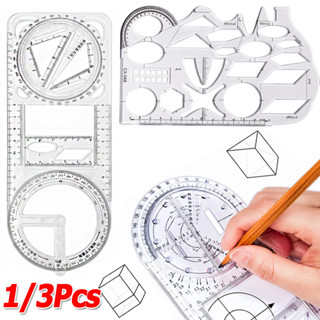 ไม้บรรทัดวาดเรขาคณิตคณิตศาสตร์ 3 ประเภท / นักเรียนวัดมุม & เ…