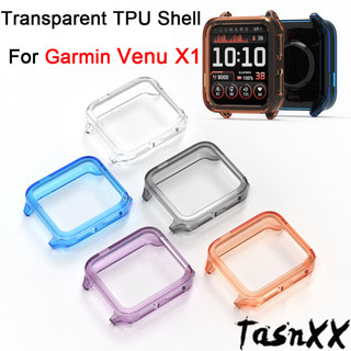 เปลือกนาฬิกา TPU โปร่งใสสําหรับ Garmin Venu X1 Non Yellowing Hollow กันกระแทกด้านหน้า Soft Case