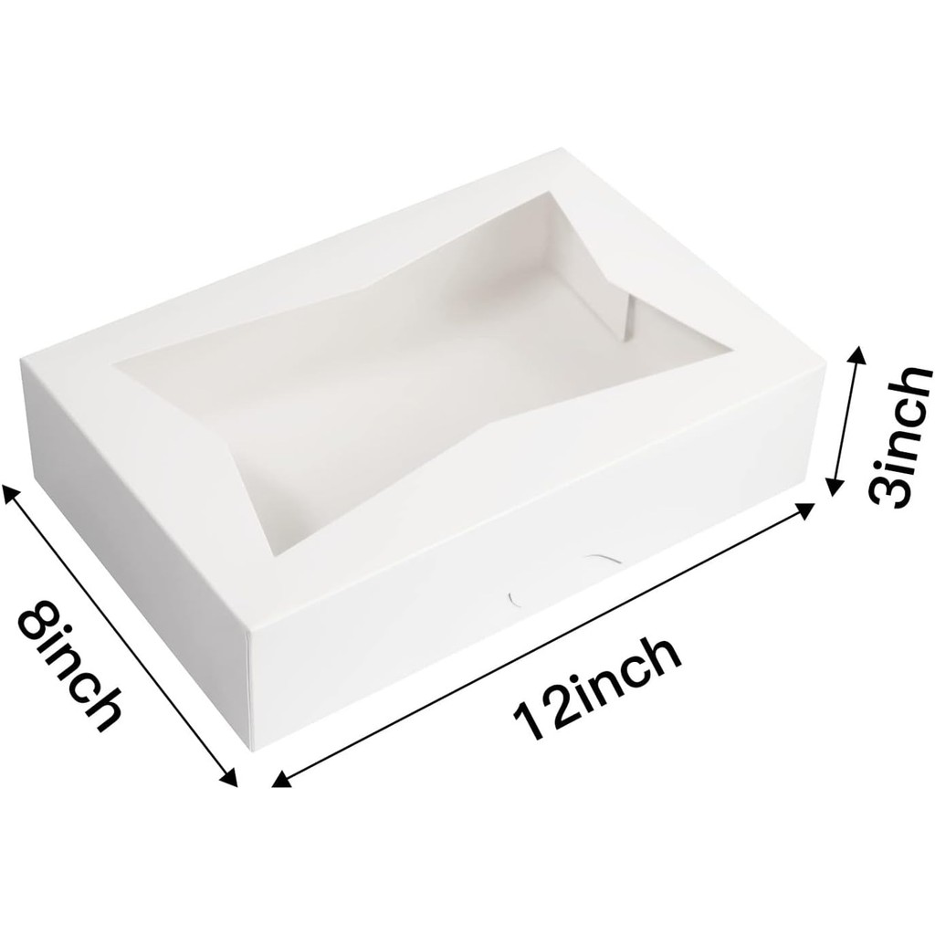 กล่องเบเกอรี่ขนมสีขาว 15 แพ็ค 12x8x3 นิ้ว,โดนัทขนาดใหญ่,มัฟฟิน,คุกกี้กล่องหน้าต่าง PVC - ภาชนะกล่องก