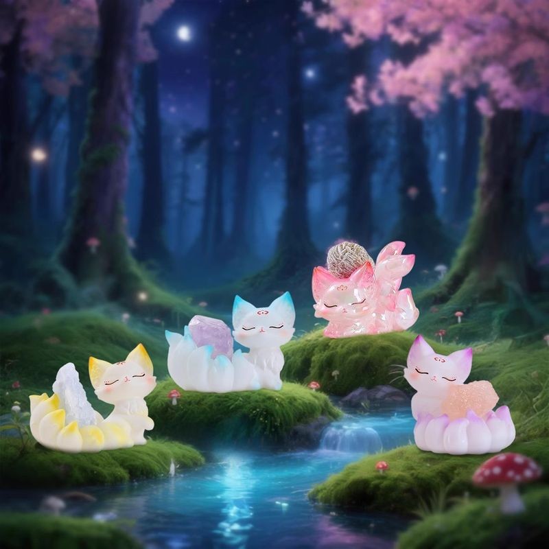 กล่องตาบอดคริสตัลจิ้งจอกเก้าหาง ตกแต่งหินดั้งเดิม ตุ๊กตาแฮนด์เมดสัตว์ร้ายในตํานาน ของขวัญวันเกิด - รูปที่ 3