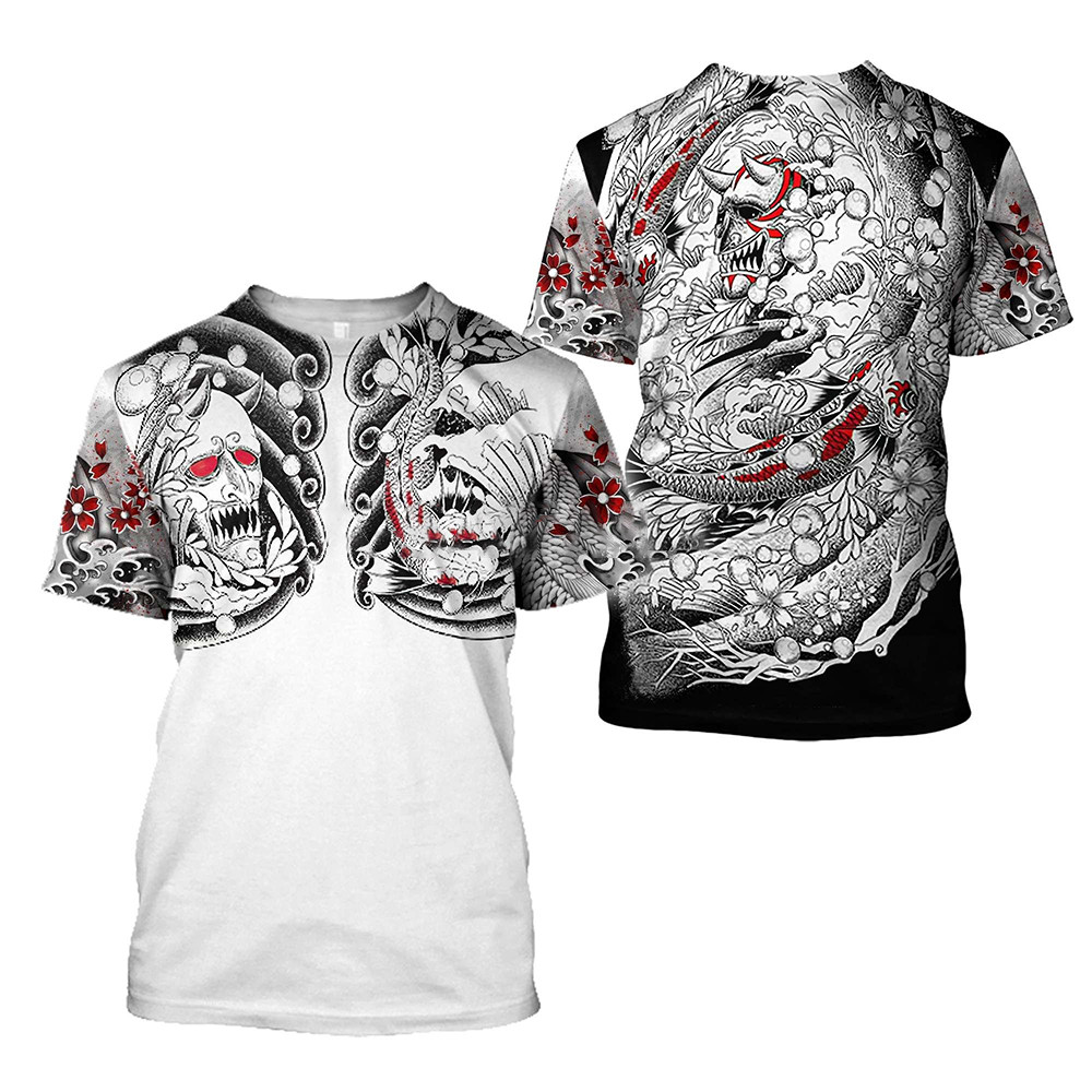 ใหม่ญี่ปุ่นSamurai Hannya Oniหน้ากากงูรูปแบบ3Dพิมพ์เสื้อยืดผู้ชายผู้หญิงTเสื้อแขนสั้นขนาดใหญ่Tee Topเด็ก