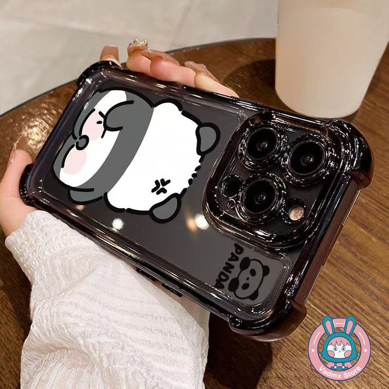 น่ารัก Panda เคสโทรศัพท์สําหรับ Vivo V60 V50 Lite V40 Pro Lite V30 Pro V29E V27E V29 V27 Pro หรูหราการ์ตูนสี่มุมปลอกตลกชุบกรอบใสกันกระแทกนุ่มปกหลัง