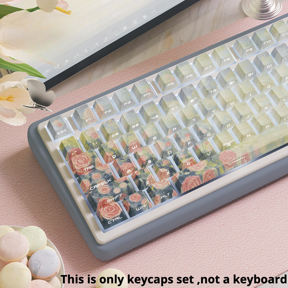 PBT Keycap Cherry Side Letter Twilight Song ส่วนบุคคล Creative Theme Keycap ด้านข้างแกะสลักโปร่งแสง 