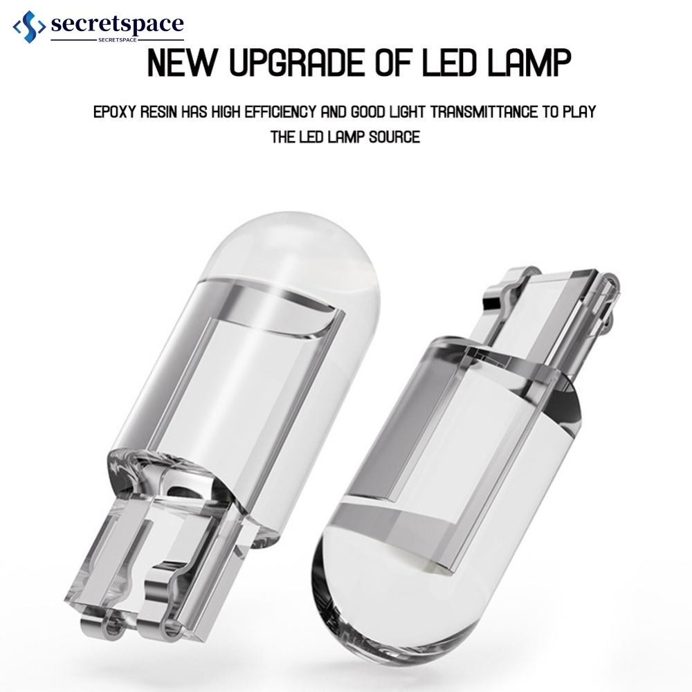 SECRETSPACE 2 ชิ้น T10 W5W แก้ว COB LED รถ BulbWedge ป้ายทะเบียนโคมไฟโดม V6X1