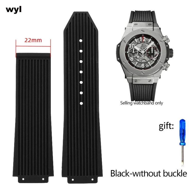 ยางซิลิโคนนาฬิกาสําหรับ Hublot BIG BANG สีดําสีฟ้าผู้ชายนาฬิกาเครื่องมือสร้อยข้อมือกันน้ําและกันเหงื