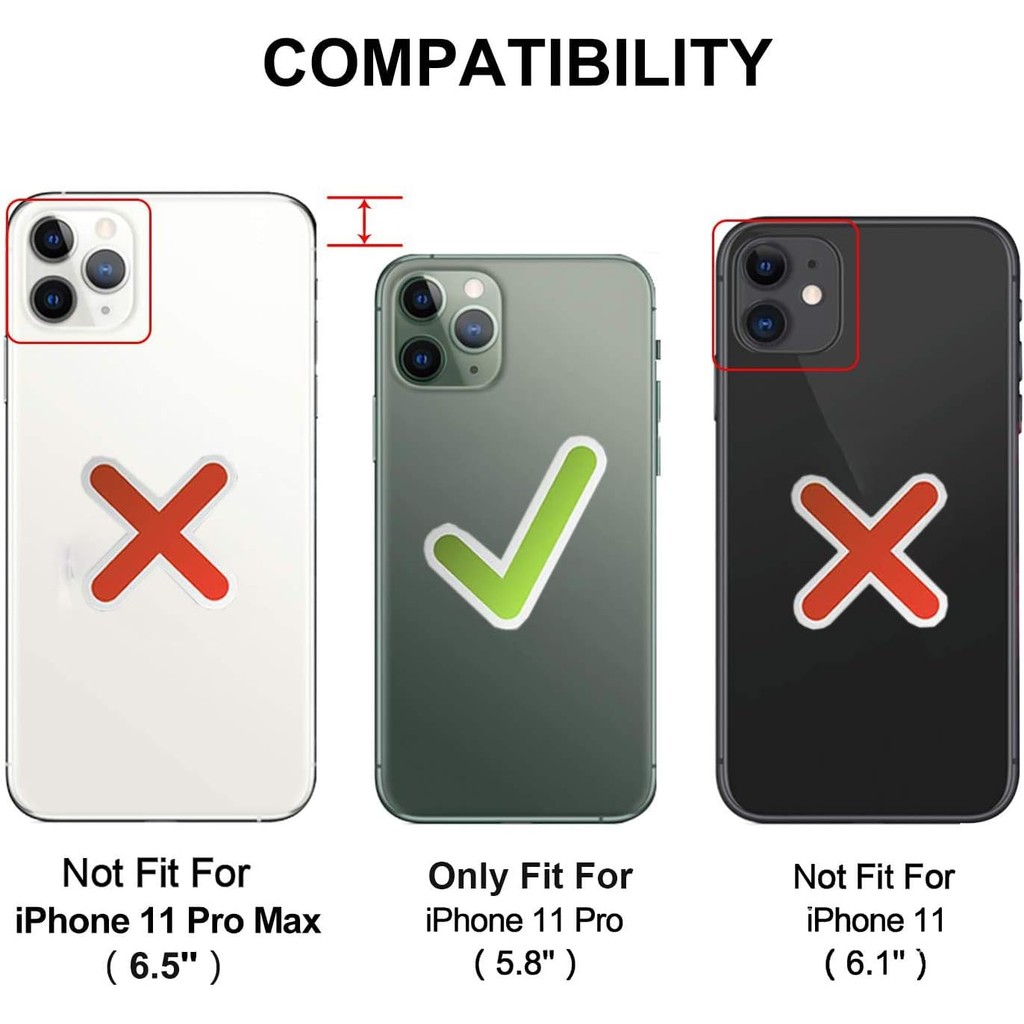 สําหรับ iPhone 11 Pro Case พร้อมช่องใส่การ์ด,Credit Card Slot Protective Wallet Case - สีดํา 9T8K