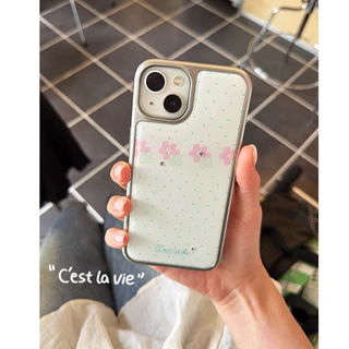 Polka Dot ดอกไม้เคสโทรศัพท์ Drop-Resistant สําหรับ iPhone 16 Promax 15 Promax 11 12 13 14plus 15plus 16e 16plus 15pro