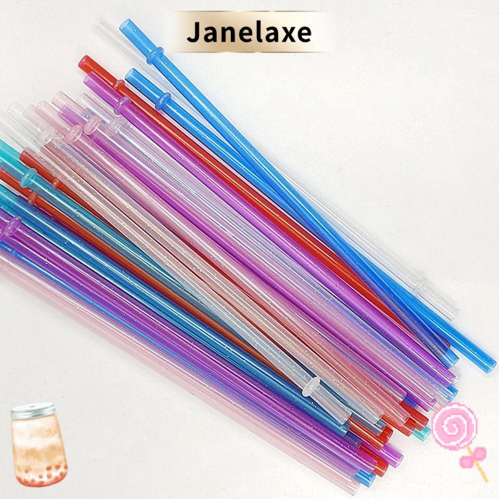 JANELAXE 1PC ผงทองหลอดพลาสติก, รถ Travel Cup Straw Reusable Glitter Straw, ของขวัญพร้อมแปรงทําความสะ