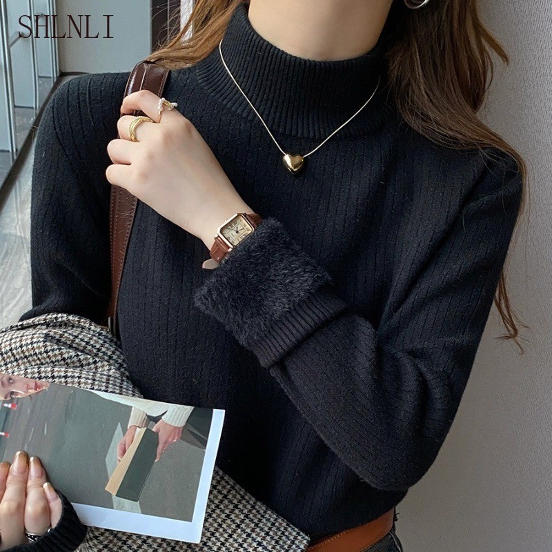 ฐานกำมะหยี่หนานอกฤดูหนาว ออกแบบครึ่งคอสูง ถักอย่างพิถีพิถัน - รูปที่ 4