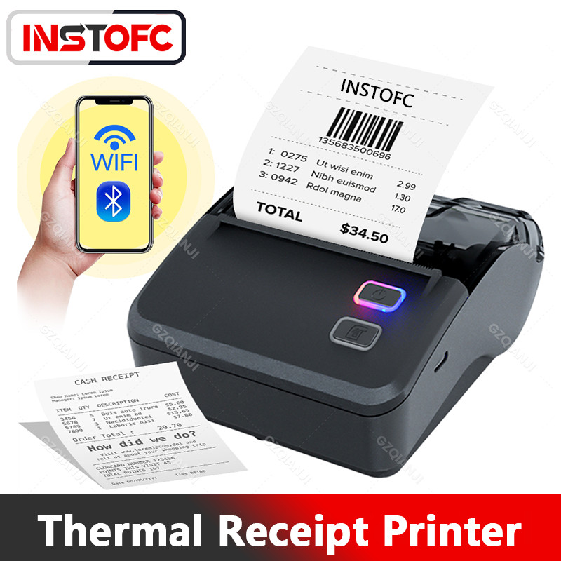 เครื่องพิมพ์ความร้อน 80 มม. แบบพกพา WiFi/บลูทูธใบเสร็จรับเงินการพิมพ์ Loyverse Android iOS