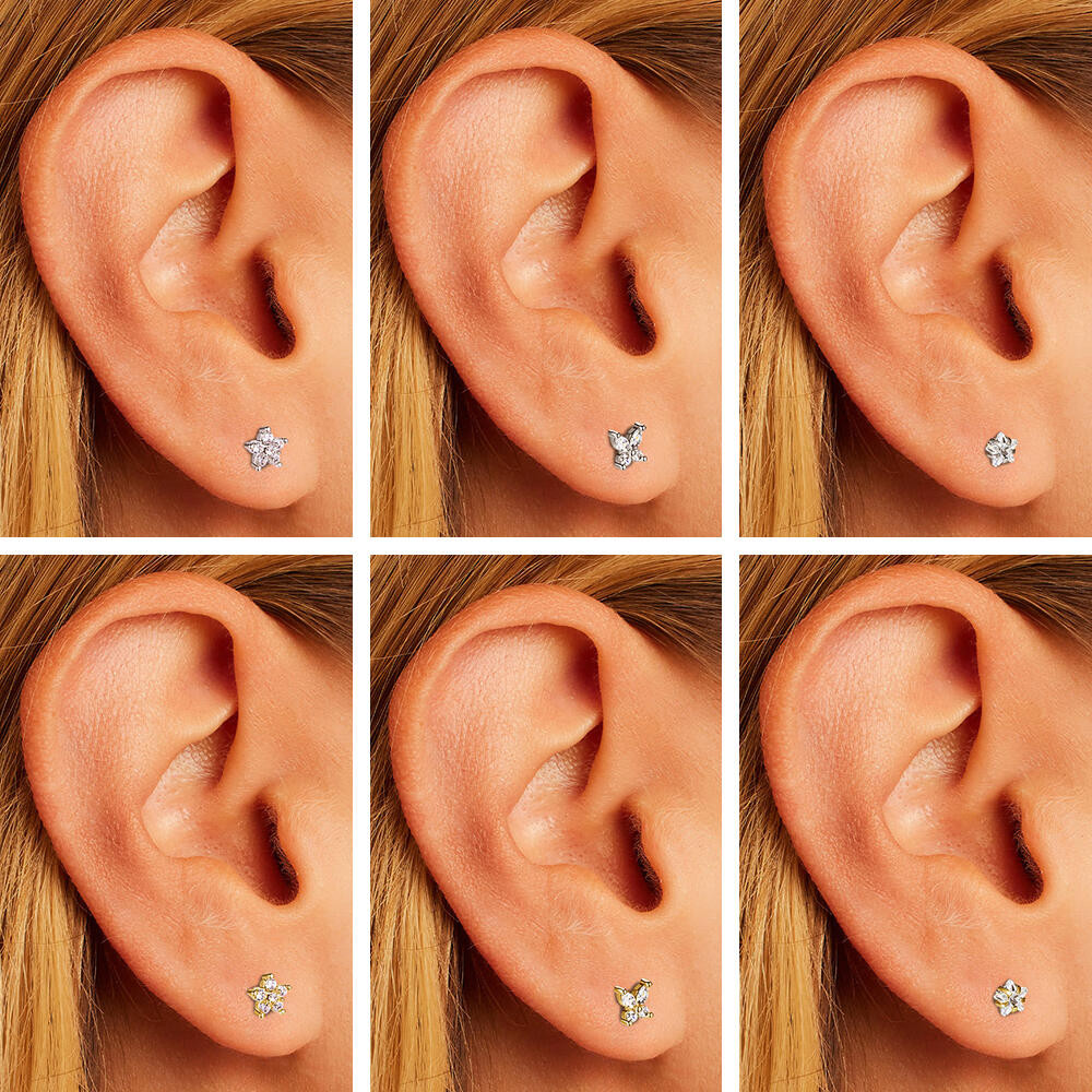 ต่างหูสแตนเลส Labret Lip ขนาด 6 มม. และ 8 มม. ในแบบผีเสื้อ หัวใจ และดาว สำหรับการเจาะ Helix Conch หรือกระดูกอ่อน - รูปที่ 2