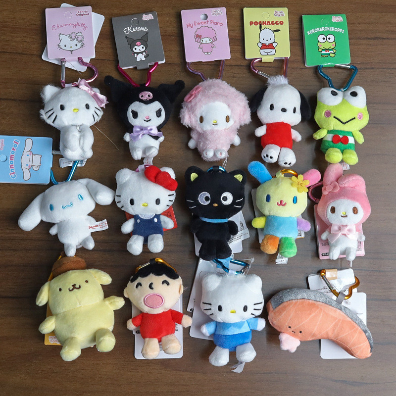 Sanrio Love Knot Series Plushie ของเล่น Hello Kitty Kuromi เปียโนตุ๊กตาพวงกุญแจกระเป๋าจี้เด็กของขวัญ