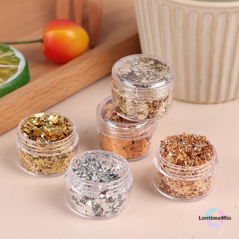 LontimeMio] Gold Leaf Flakes ภาพวาดฟอยล์สีทอง Art Nail Decor กระดาษฟอยล์เรซินแม่พิมพ์บรรจุใหม่