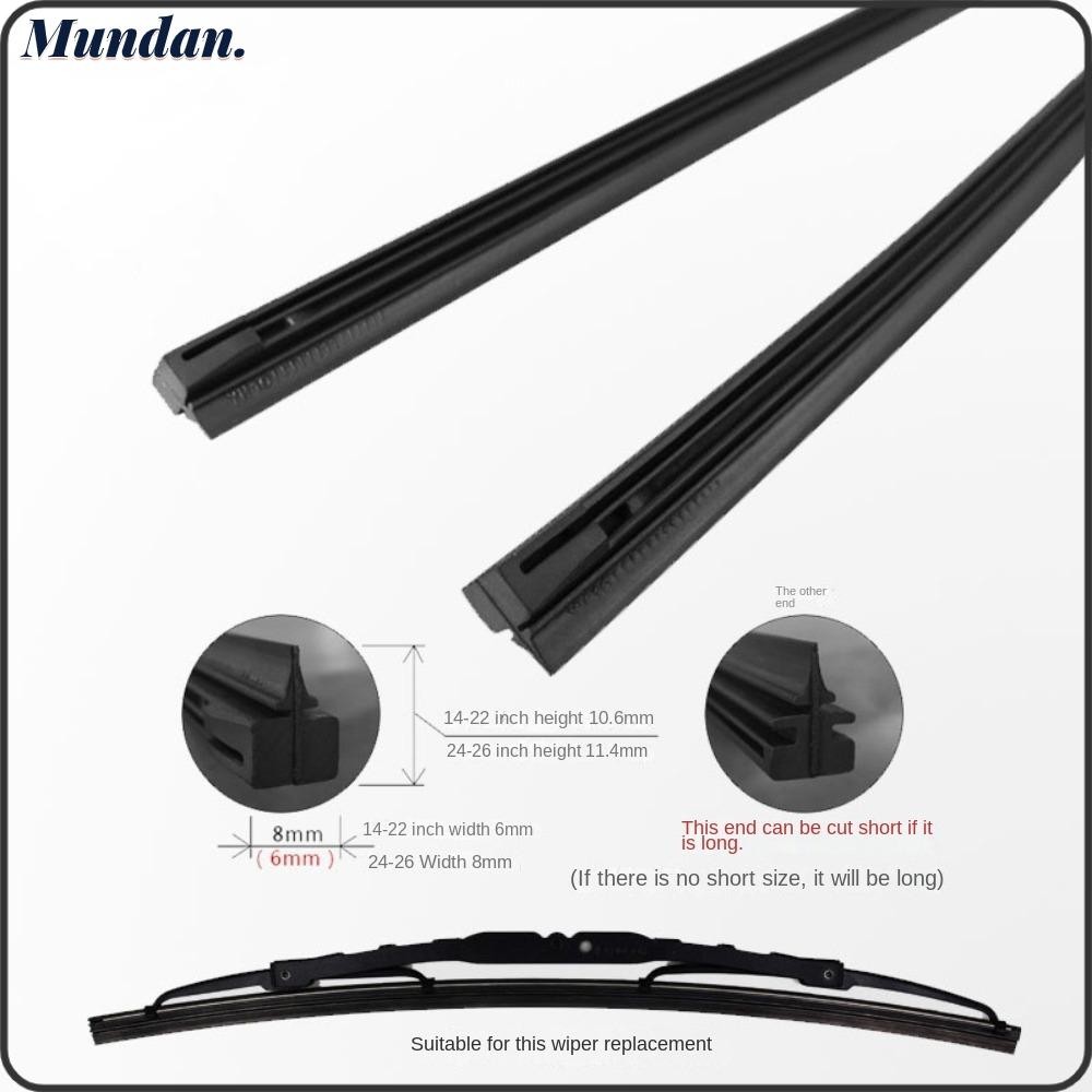MUNDAN Refill Strips, Rubber Durable Car Wiper Blade, 6mm 14/16/17/18/19/20/22/24/26/28 นิ้ว Easy To