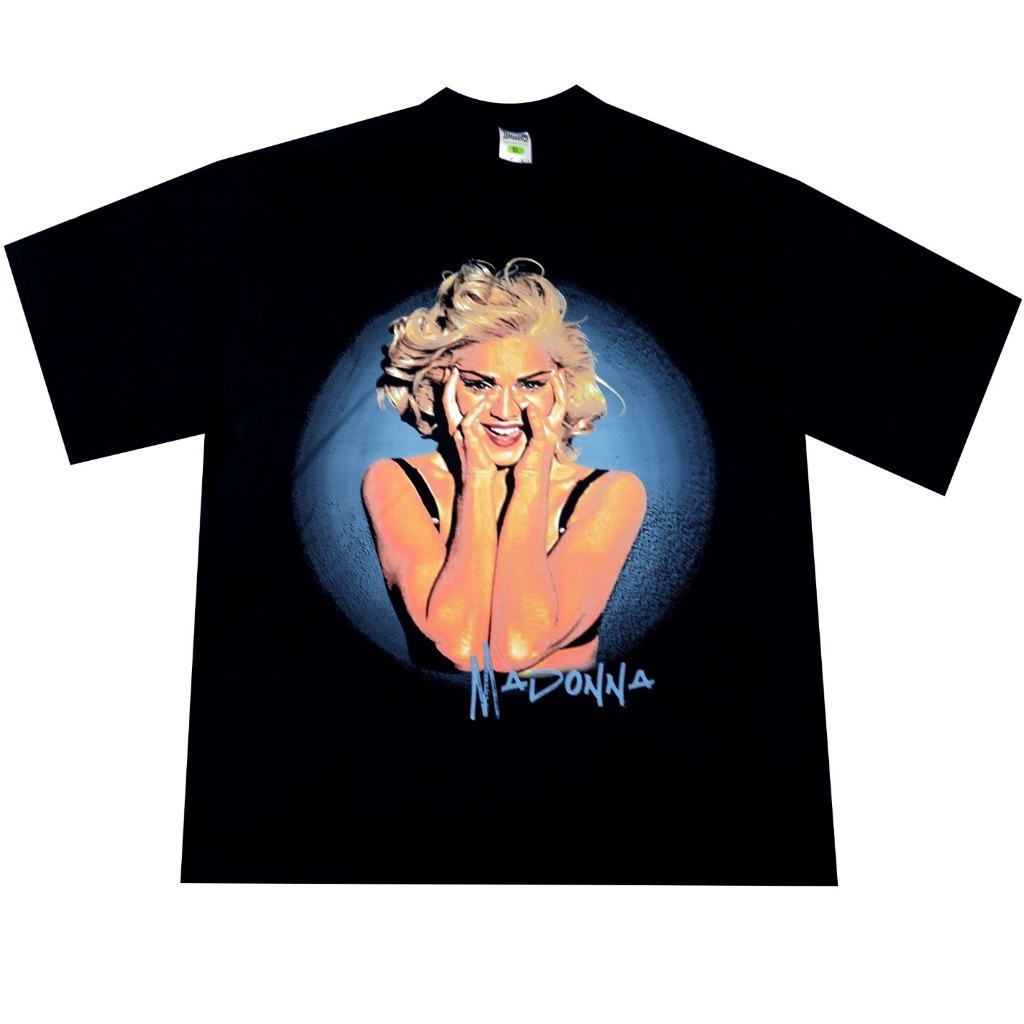 MADONNA MUSIC LEGEND OVERSIZE COMBED 20S เสื้อยืดสีดํา DTF FULL TAG & LABEL CSR SHOP
