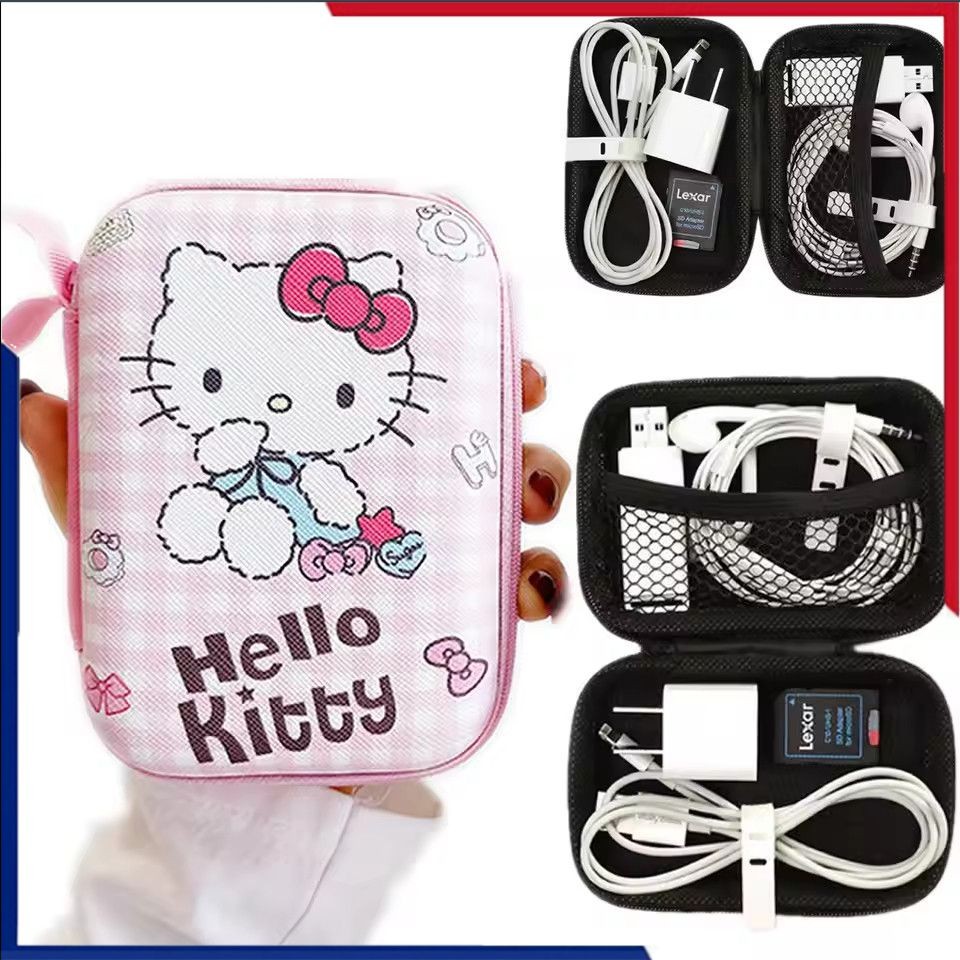 กระเป๋าใส่สายชาร์จหูฟังบลูทูธ Sanrio Hello Kitty ลายการ์ตูนน่ารัก Kuromi Melody กระเป๋าแฟชั่นสำหรับสาวๆ กระเป๋าใส่ลิปสติก ของขวัญวันหยุด 🎇