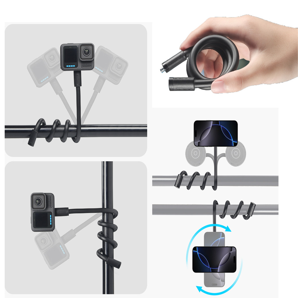 ไม้เซลฟี่แบบใช้มือถือแบบปรับได้ฟรีสําหรับ DJI ACTION 5 Y Insta360 ACE PRO2 GOPRO13