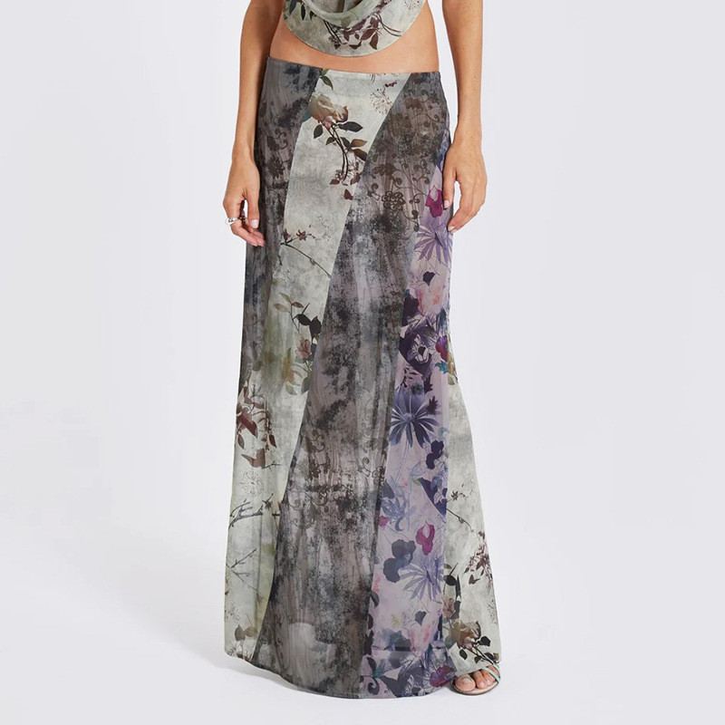 Lianlian Buwang Retro Mori Series กระโปรงลายดอกไม้ สไตล์เรียบหรูแบบสตรีท เพรียวบางสำหรับผู้หญิง