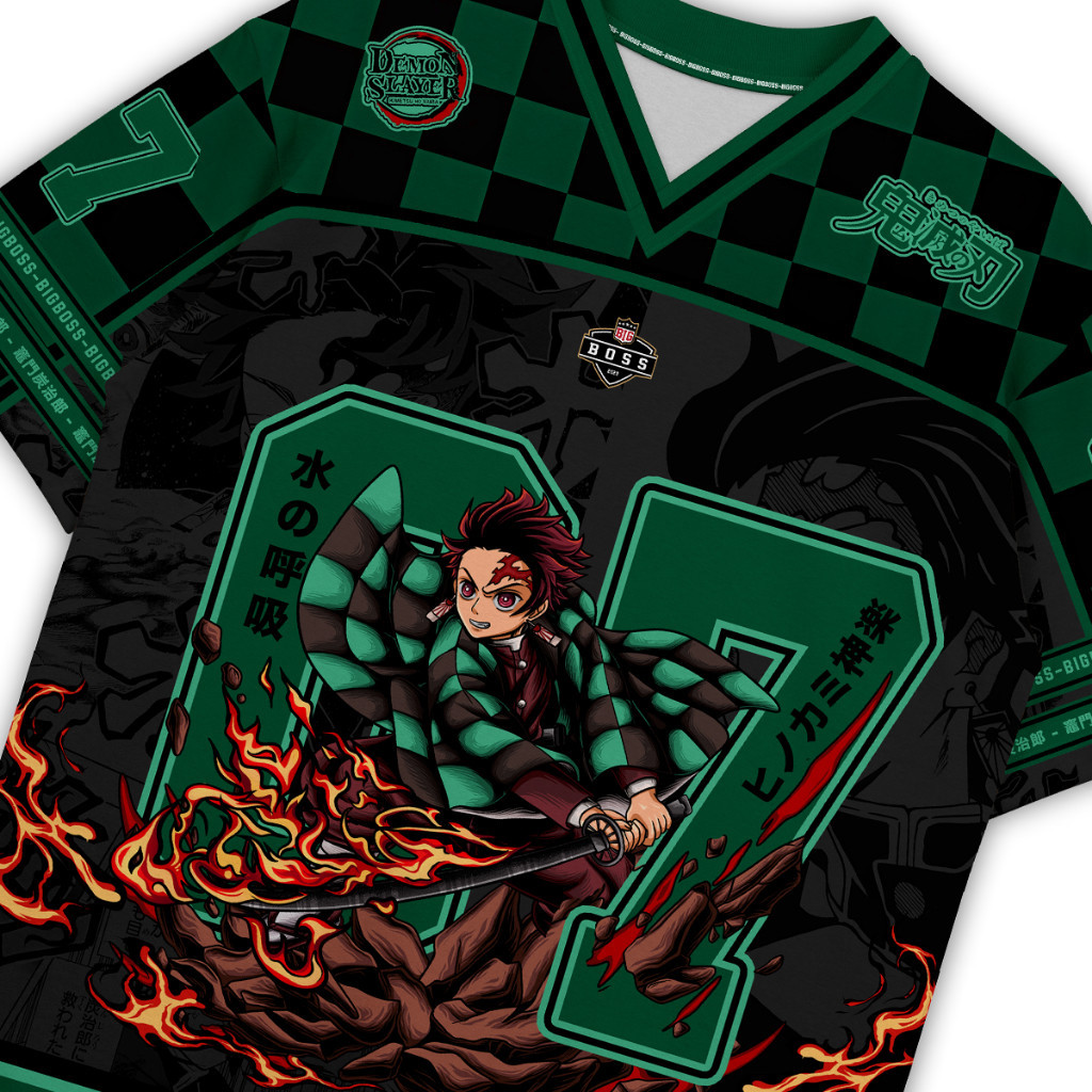 [หมายเลขชื่อที่กําหนดเองฟรี] เสื้อลําลองและอเนกประสงค์ Demon Slayer Anime Jersey Unisex Oversize Box