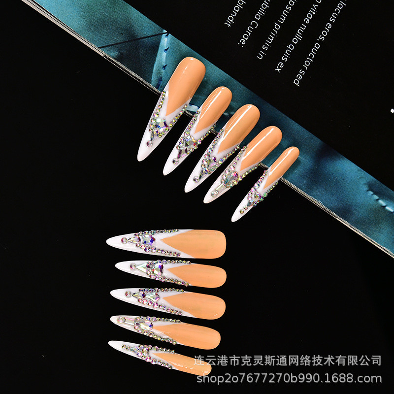 T TK Style Handmade Wearing Nail แฟชั่นยอดนิยมสไตล์อินอัลมอนด์ยาวสไตล์ 7 9K2I