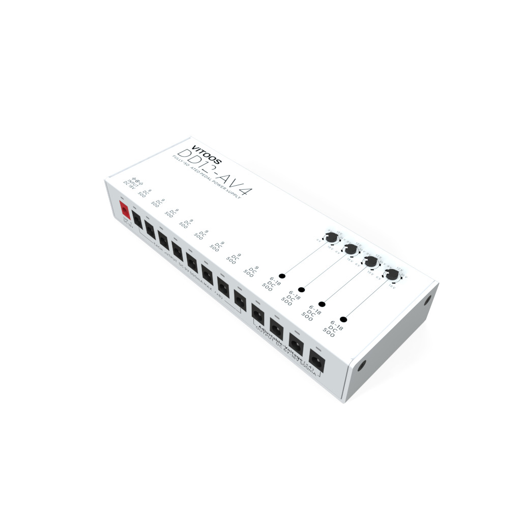 Vitoos DD12-AV4 แหล่งจ่ายไฟหลายช่องอุปกรณ์เอฟเฟกต์ชิ้นเดียวลดเสียงรบกวนแรงดันไฟฟ้า Reg