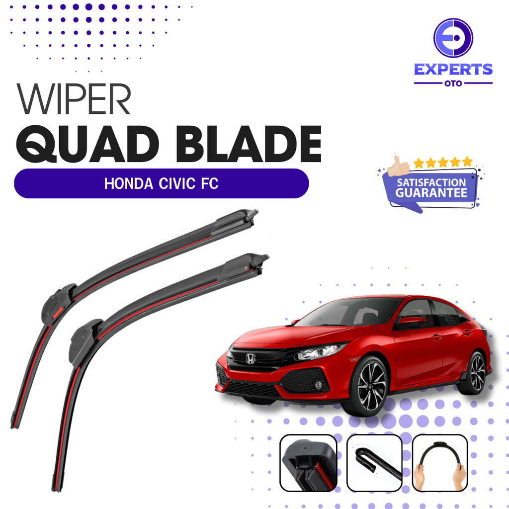 ที่ปัดน้ําฝนรถยนต์ Quad Blade - Honda Civic FC - ยางไร้กรอบ 4 1 ชุด 2 ชิ้น ซ้ายขวา W601