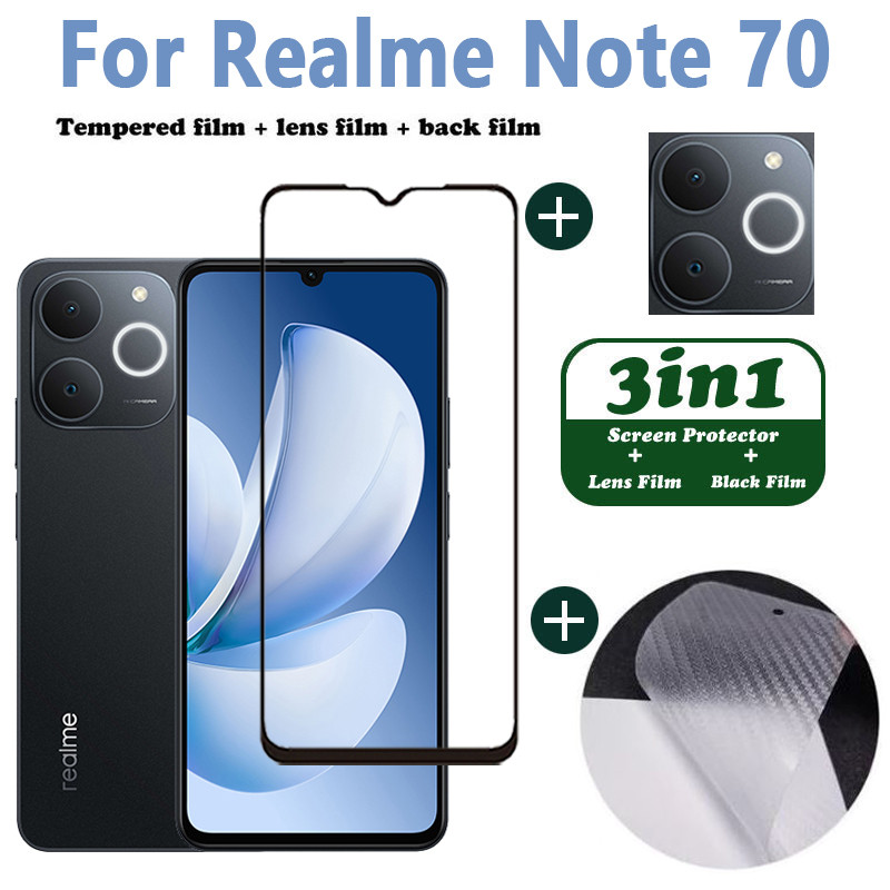 ฟิล์มกระจก Realme Note 70 ฟิล์มกระจกนิรภัย 3-in-1 หน้าหลังป้องกันหน้าจอ Realme Note 70T 60x 60 50 C7