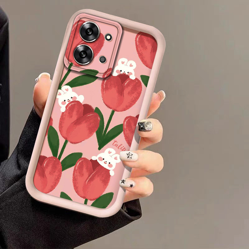 เคส Redmi 15C 4G หัวใจสีแดงยิ้มลายดอกไม้ เคสโทรศัพท์หนาและกันกระแทก E7S