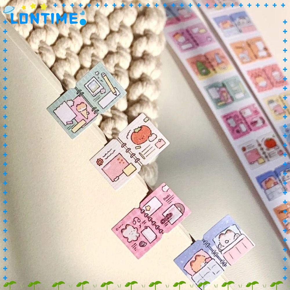 LONTIME 200 ชิ้น/ม้วน Index Tabs, ที่ถอดออกได้แมวป้ายสติกเกอร์, น่ารักการ์ตูนของขวัญ DIY สมุดภาพ Cyclic สติกเกอร์นักเรียนอุปกรณ์