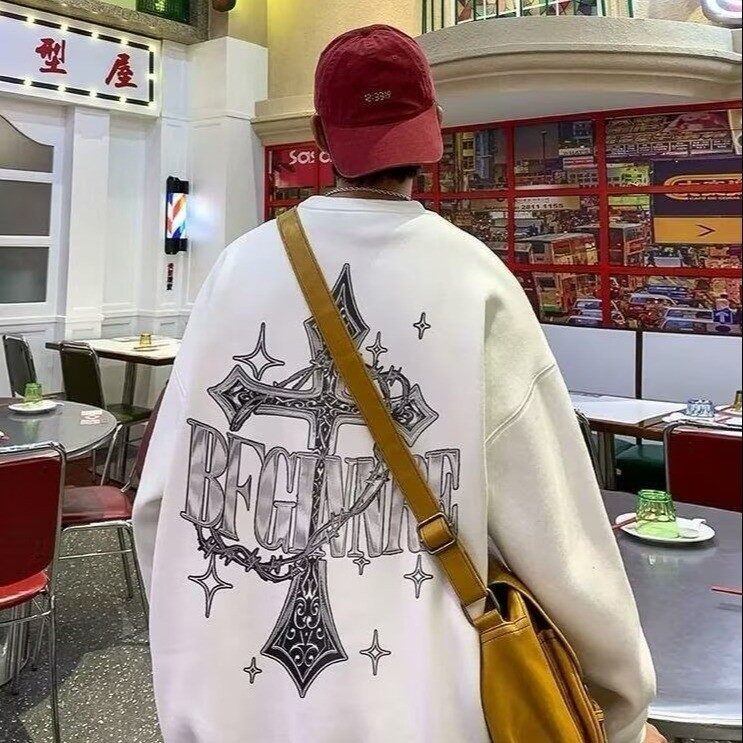 2025 NEW 2025 Crew Neck Sweatshirt Men 2025 Spring Autumn New Trendy Brand Heavy Long Sleeve T-Shirt