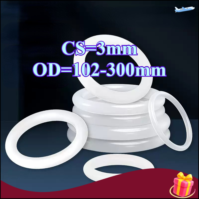 O-ring ประเก็น CS3mm * OD102-300mm O-ring แหวนซิลิโคนสีขาวซีลเกรดอาหารแหวนยางกันน้ําปะเก็นยืดหยุ่นWD