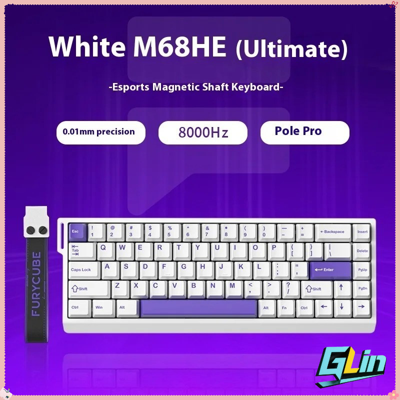 FURYCUBE M68HE Gaming Mechanical Keyboard พร้อมแกนแม่เหล็ก Latency ต่ําออกแบบแบบมีสายปรับแต่ง FPS คอ