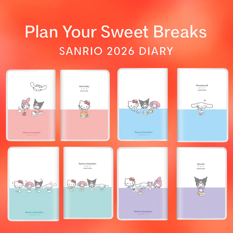 Kamio Japan Sanrio Character 2026 B6 วางแผนรายเดือน - Snack Break Series