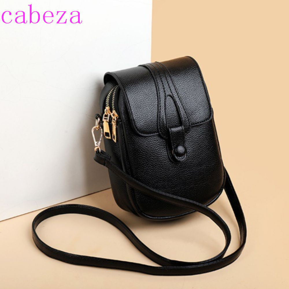 CABEZA Lady Crossbody Phone Bag, แนวตั้ง หนังผู้หญิง, กระเป๋าถือแฟชั่น ขนาดใหญ่ ความจุเยอะ หลายชั้น
