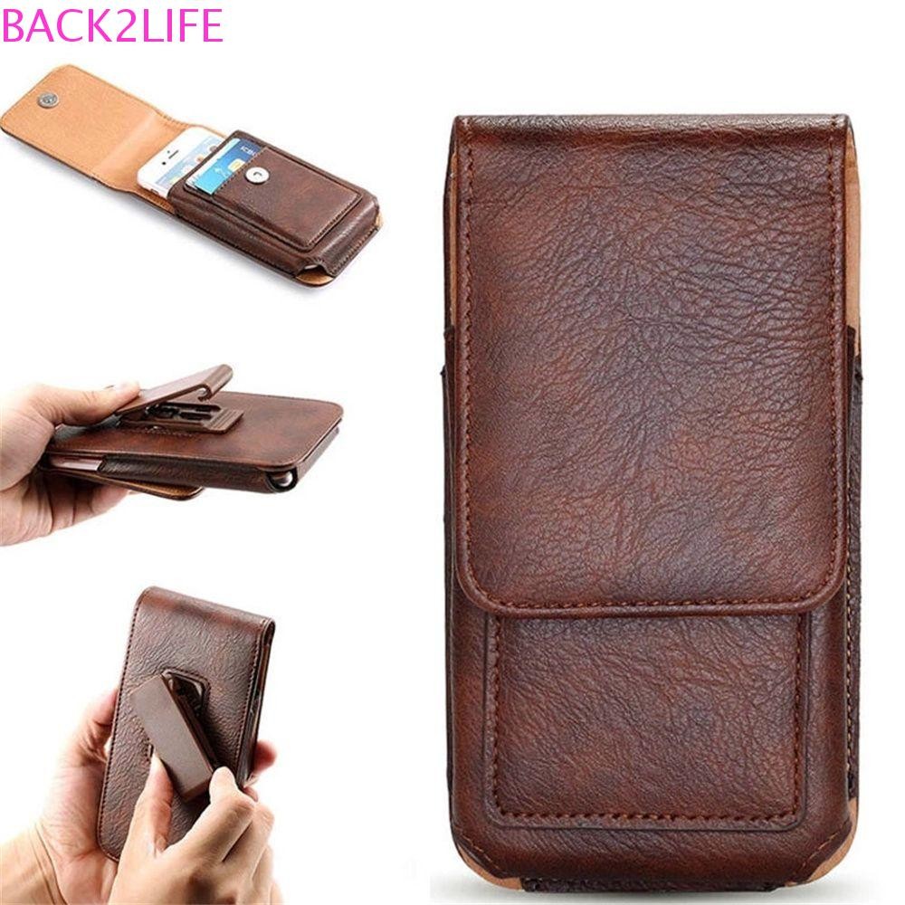 BACK2LIFE กระเป๋าโทรศัพท์มือถือซองหนังสําหรับ 3.5-6.3" กระเป๋าใส่โทรศัพท์โทรศัพท์มือถือหนัง PU แพ็คเอวบุรุษ