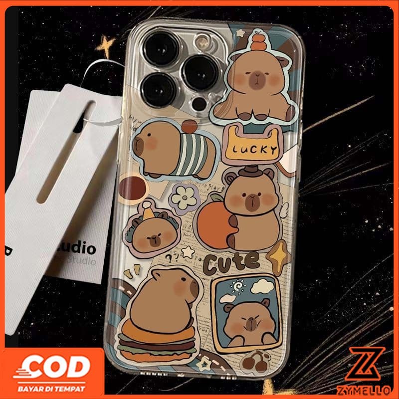 เหมาะสําหรับ OPPO Reno14F Reno14 Pro Reno 13F Reno13Pro Reno12 F Reno 11F Reno10 Reno8Z Reno7Z Reno8T Reno5 Reno4 Reno6z น่ารักการ์ตูน Capybara โปร่งใสกันกระแทกเคสโทรศัพท์ TPU