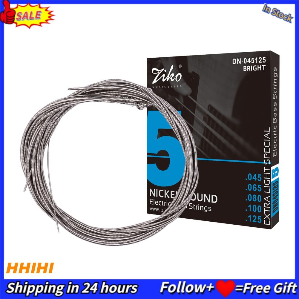 Hhihi Hhihi Bass Guitar Strings 5PCS hex โลหะผสมเหล็กทดแทนความตึงเครียดแสงสำหรับร็อคฟังค์ดนตรีเครื่อ