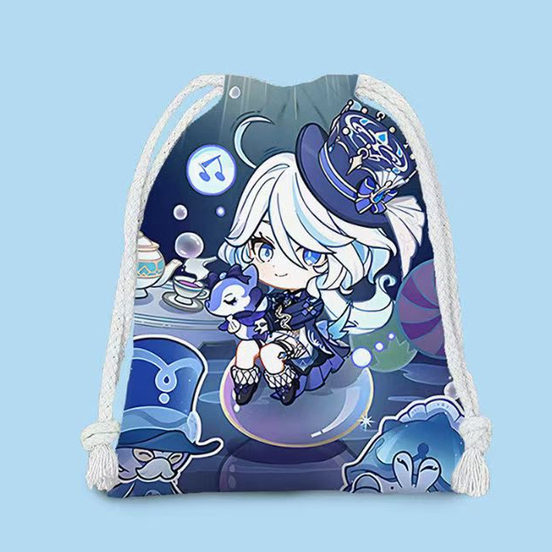 เกม Kunikuzushi Vagrant หมวก Guy Furina God of Justice Travel Drawstring Tote กระเป๋าเก็บกระเป๋าสําห