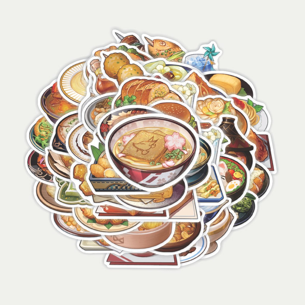 สติ๊กเกอร์แพ็ค Genshin Impact Food V2 สติ๊กเกอร์ | สติ๊กเกอร์ TUMBLR | สติ๊กเกอร์แล็ปท็อปสําหรับกระเ