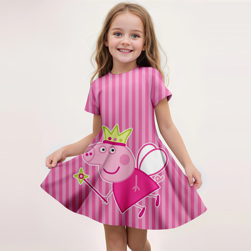 Peppa Pig 3D ลายพิมพ์ ชุดแขนสั้น สำหรับเด็กหญิง น่ารักสำหรับการสวมใส่และการเล่นบทบาท ราคา ถูกที่สุด ดีลบีเคเค แกลเลอรีภาพที่ 6