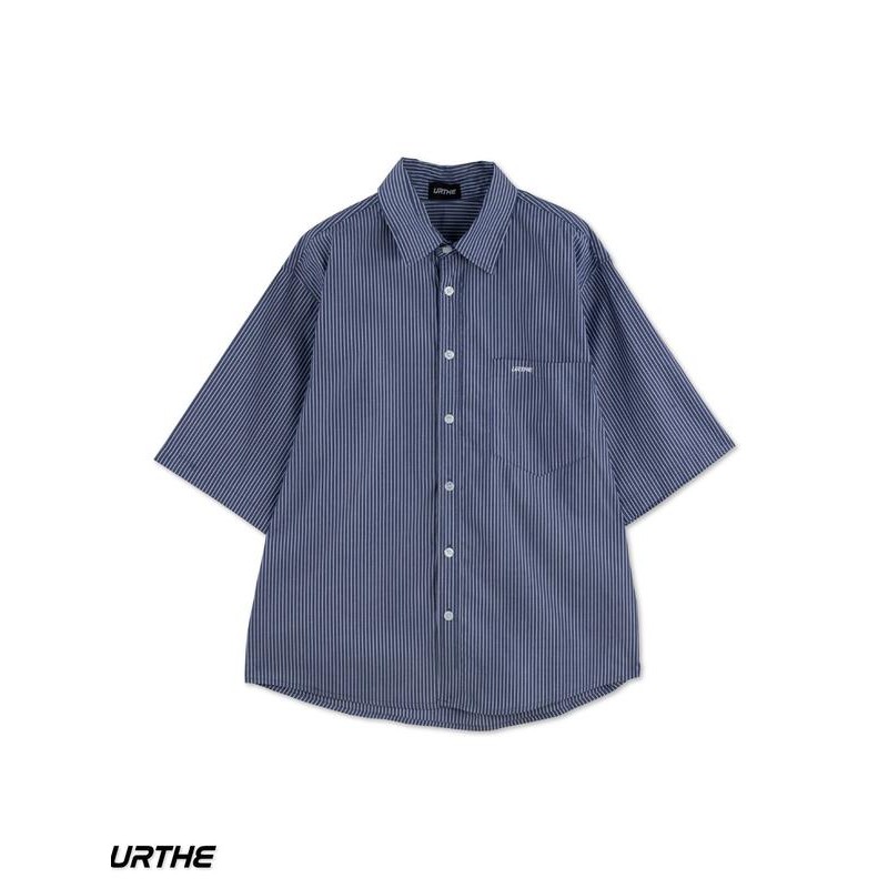 URTHE - เสื้อเชิ้ต แขนสั้น ปักโลโก้ รุ่น ST SHIRT