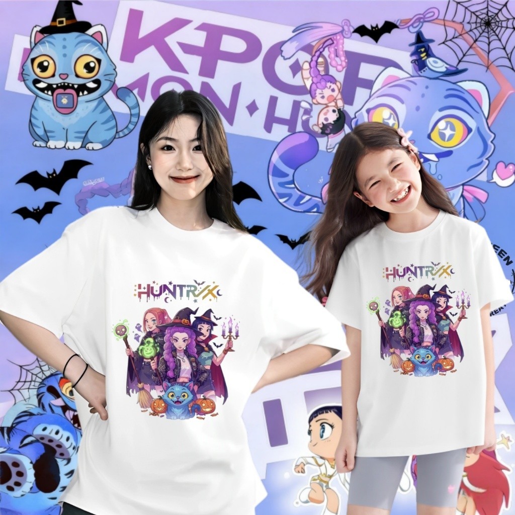 เสื้อเด็กฮาโลวีน Kpop Demon Hunter x Halloween Trick or Treat Pumpkin แขนสั้น ผ้าฝ้าย Adult &kids100